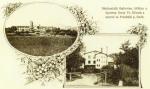 Dobová pohlednice textilní továrny kolem roku 1910. Na spodním snímku komín vlevo, po ubourání. Na vrchním snímku komín uprostřed. 