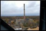 celkový pohled na elektrárnu z těžní věže dolu Schoeller
